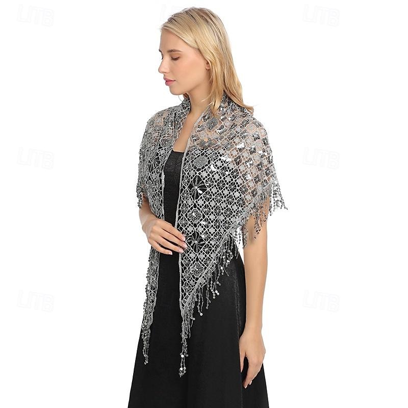 Châle triangle à paillettes pour femmes, enveloppe à franges, cape de soirée, châle de mariée, écharpe pour robes de soirée, fête de 2025 ? $14.99 –P4