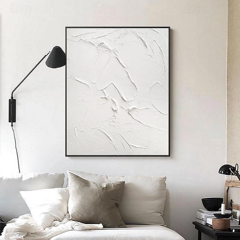 2025年 波の油絵 手作りの白い石膏アート キャンバスに描かれた石膏