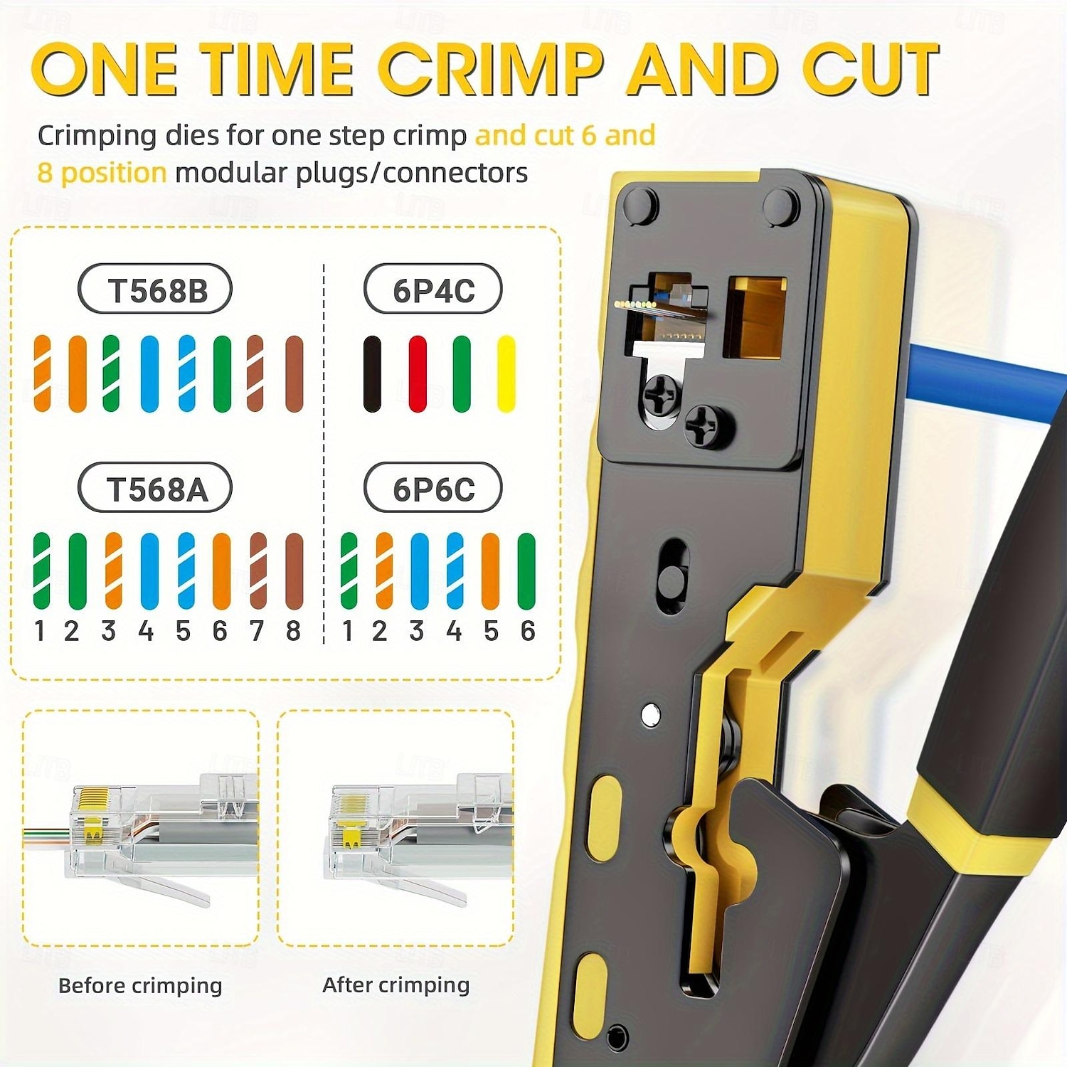 All-in-One RJ45 Pass Through Crimp Tool for Cat6 Cat5 Cat5e Ethernet Modular Connector Wire Cutter and Crimper 2025 - $26.99 –P3