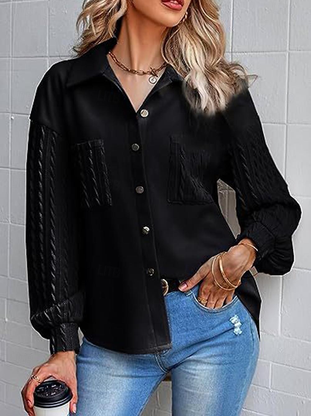 Women's Coat Outdoor Street Daily Spring Fall Long Coat Regular Fit Windproof Breathable Stylish Contemporary Casual Jacket Long Sleeve non-printing Plain with Pockets Black Apricot 2025 - $29.99 –P2