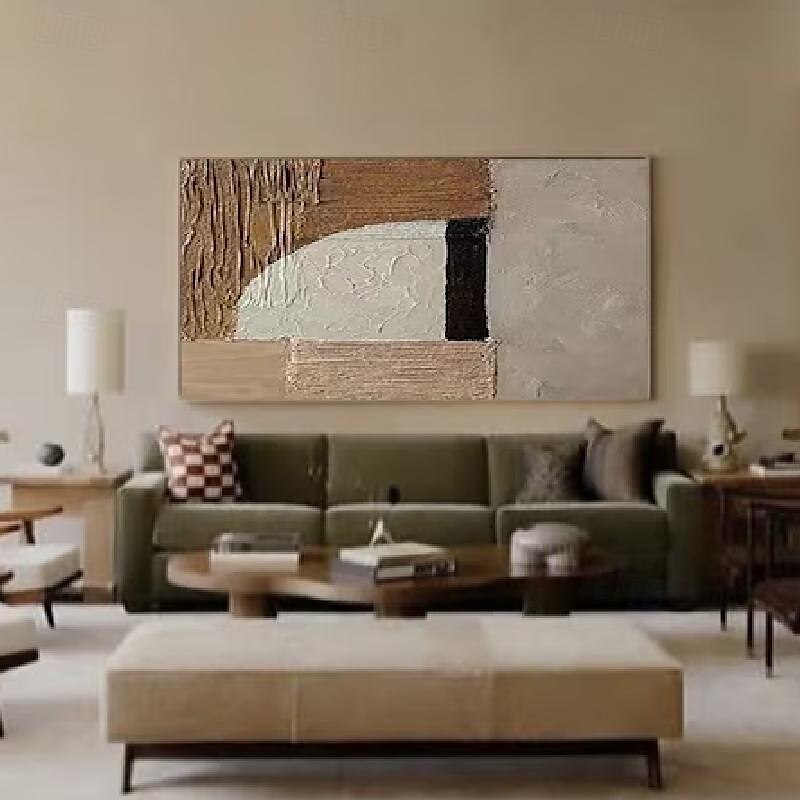 beige braun Malerei handgemachte braun Wabi Sabi Kunstwerk Ölgemälde handgemalt strukturierte Ölgemälde beige Ölgemälde braun abstrakte Leinwand Kunst moderne horizontale Dekor Kunst 2025 - $116.99 –P3