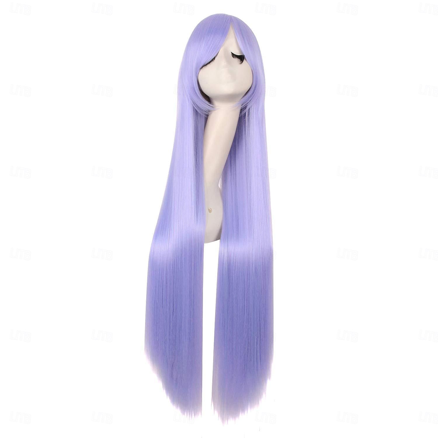 Peruca de Cosplay Longa Lisa com Franja Obliqua de 40 Polegadas 100 cm Perucas de Festa de Halloween de 2025 por GBP £10 –P5