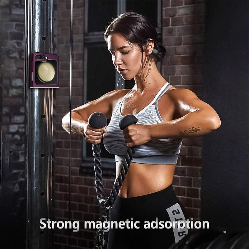 Phone Case For Samsung Galaxy Z Flip 7 Z Flip 6 Z Flip 5 Magnetic Adsorption with Stand Holder Support Wireless Charging Shockproof PC 2026 - $19.99 –P9