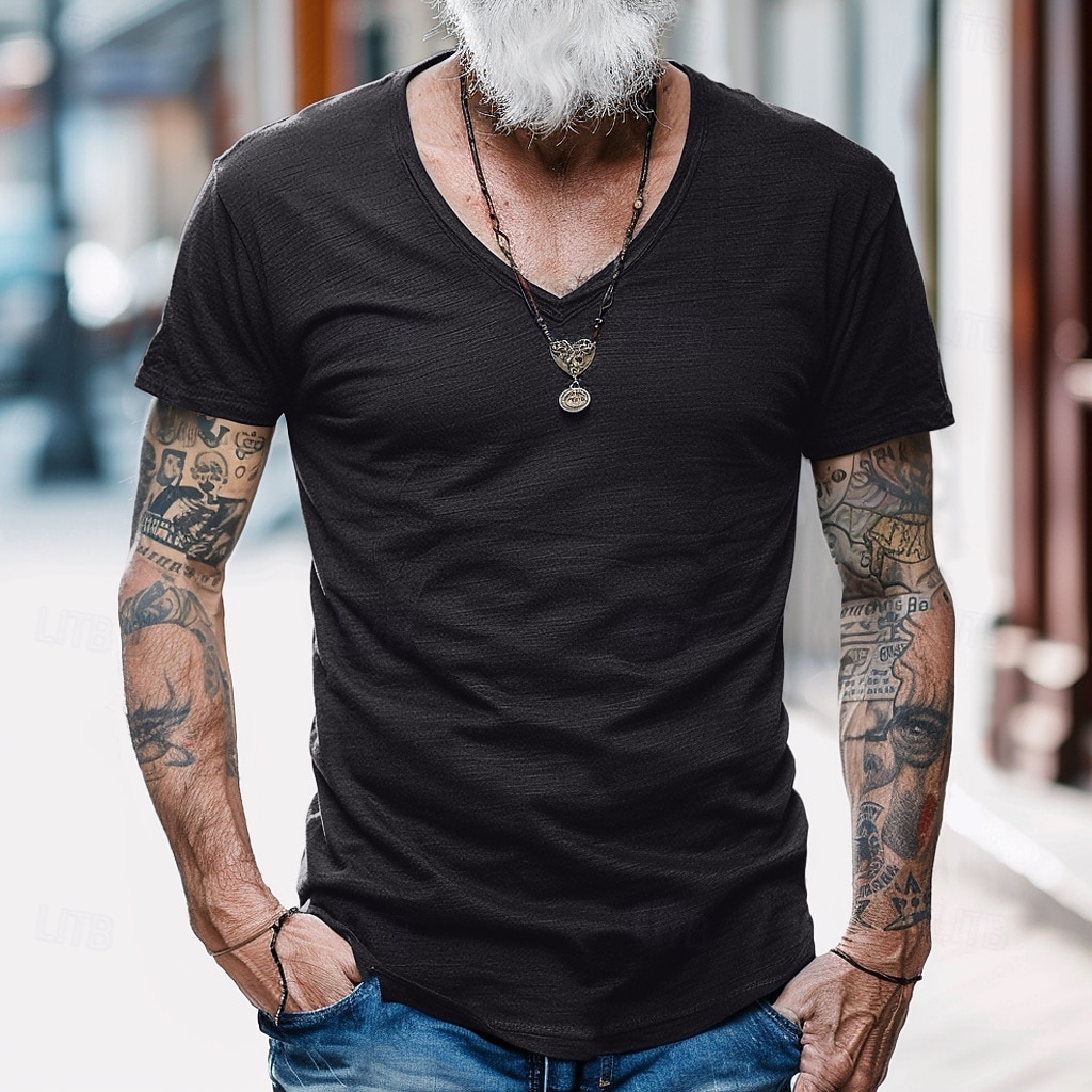 Per uomo Maglietta Maglie traspiranti Manica Corta Scollo a V Semplice Sport Essenziale Casual Morbido Casa Streetwear Casual Esercito verde blu navy Nero Maglietta Top per Uomo del 2025 a $13.99 –P11