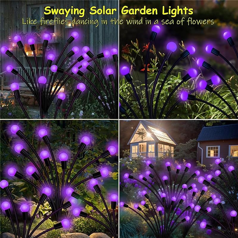 Zonne Wind-Swing Paarse Vuurvlieg Pad Lichten - Kleurveranderende LED Waterdicht Auto-On Perfect voor Tuin  Landschapsdecoratie 1/2 stuks voor Halloween 2026 - $16.49 –P11