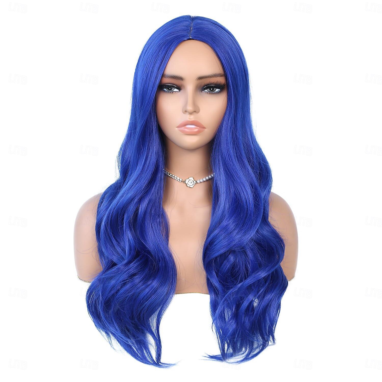 Perruques longues ondulées longue perruque bouclée pour femmes partie centrale look naturel cheveux synthétiques Halloween cosplay soirée de 2025 ? $18.99 –P6