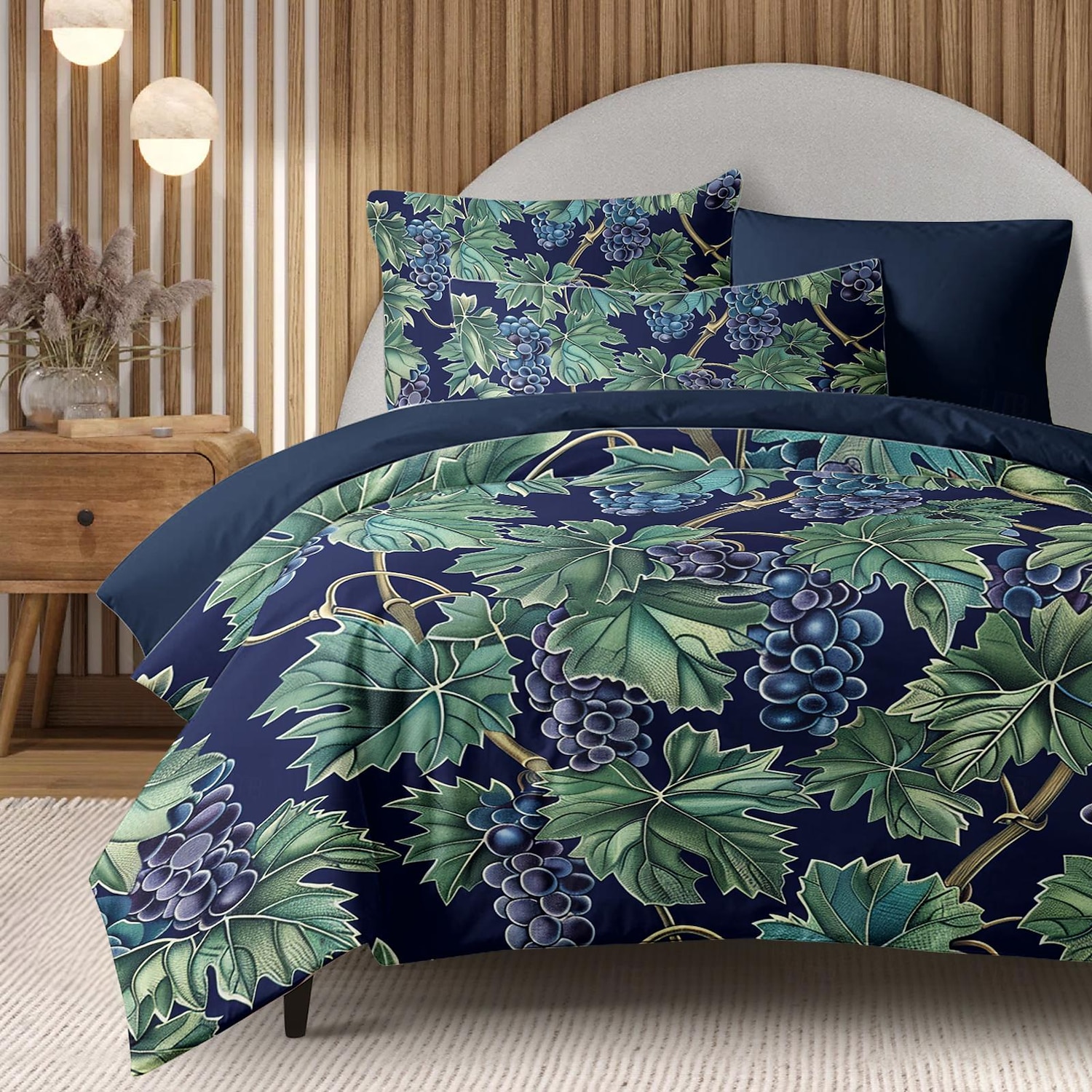 conjunto de capa de edredom botânica profunda - inclui capa de edredom e fronhas - design rico inspirado em plantas - tecido macio e confortável - perfeito para decoração elegante de quarto de 2025 por $60.99 –P7