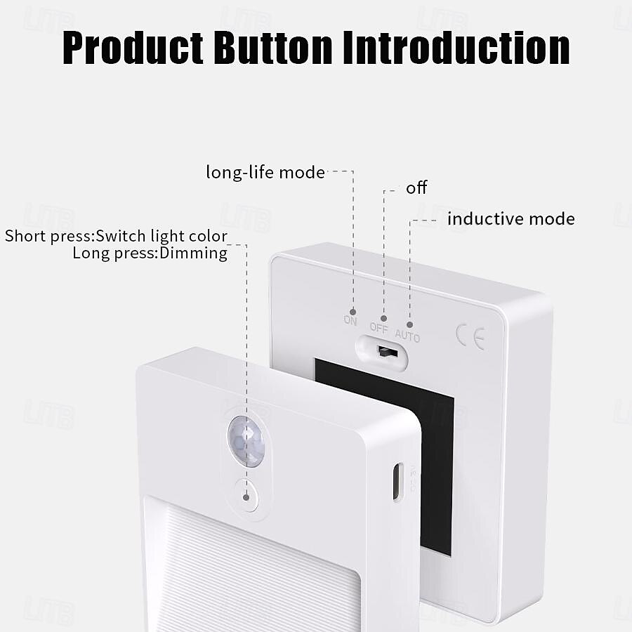 1pc LED Infrared Motion Sensor Night Light, Stepless Dimming Rechargeabl Night Light Automatic On/Off Adjustable Colors for Kitchen, Bedroom, Living Room, Hallway, Bathroom 2025 - $13.49 –P6