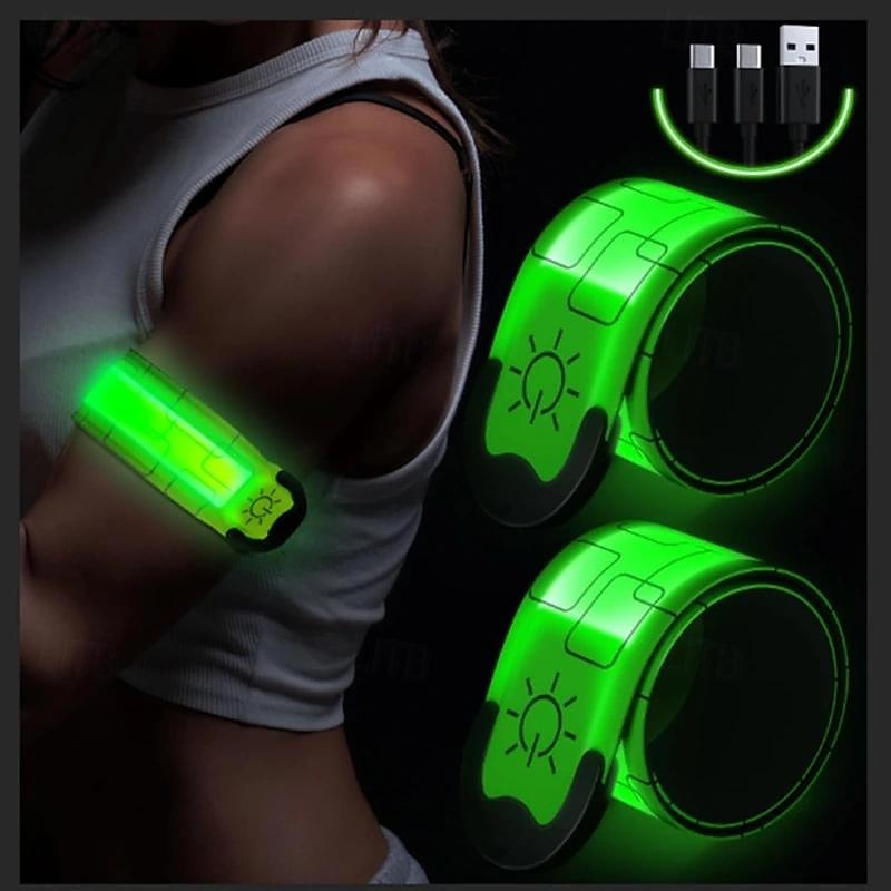 2 יחידות סרט זרוע LED נטען - נראות מחזירות אור להליכת לילה וריצה, רצועות תאורה מתכווננות לגברים ונשים 2025 - $27.99 –P6