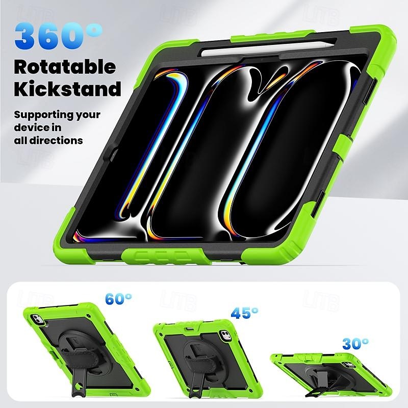 Tablet Case Cover For Apple iPad Air 11"(2024) iPad Air 13"(2024) iPad Pro 11"(2024) iPad Pro 13"(2024) Portable Handle Pencil Holder Armor PC Silicone 2025 - $45.99 –P5