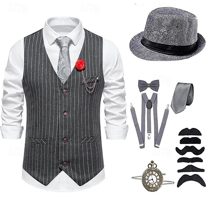 Retro Antiguo Rugido 20s 1920s Sombreros Accesorios Chaleco El gran Gatsby Caballero Moda Hombre Navidad Víspera de Todos los Santos Carnaval Fiesta de baile Despedida de Soltera Festival Adulto 2025 - $55.99 –P4