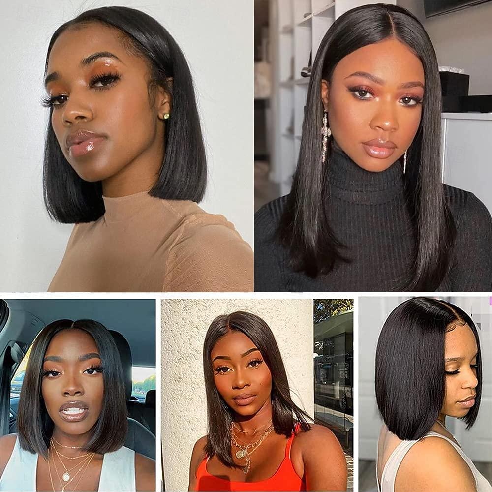 Brazilian Straight Bob Wig Human Hair 14 inch 13x4 HD Lace Front Wigs 180 Density Glueless Pre Plucked with Baby Hair 180% Density Glueless Short Human Hair Wigs for Black Women Natural Color 2026 - $143.99 –P6