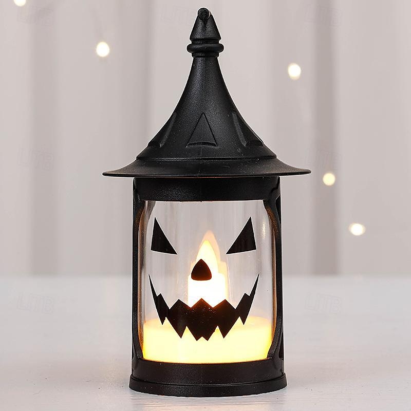 lanterna di zucca di Halloween candela elettronica luce jack o lanterna luce zucca lampada notturna lampada a vento modello smorfia atmosfera festa di Halloween decorazione 1/3/5 pezzi del 2025 a $7.99 –P4