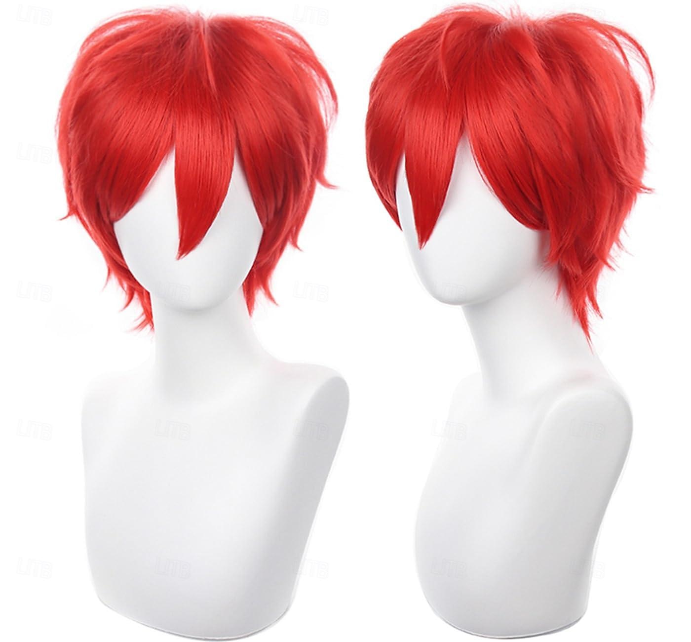 perruque cosplay courte hérissée duveteuse résistante à la chaleur en cheveux synthétiques en couches pour hommes et femmes, perruque de fête de carnaval de 2025 ? $19.49 –P1