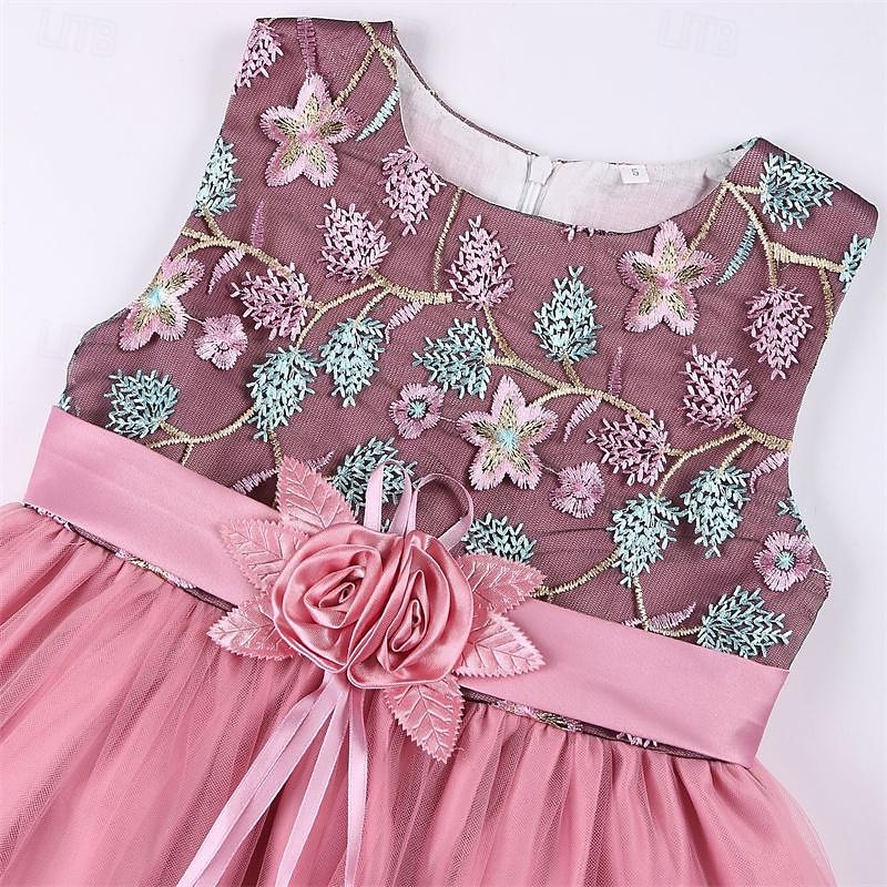 Mädchen' 3D Blume Blumenmädchen Kleid Party Kleid Ärmellos Sommer Leistung Hochzeit Party Prinzessin Schön Süß kinderkleidung 4-12 Jahre abendkleider Schaukelkleid A Linie Kleid Midi Regular Fit 2025 - $31.99 –P16