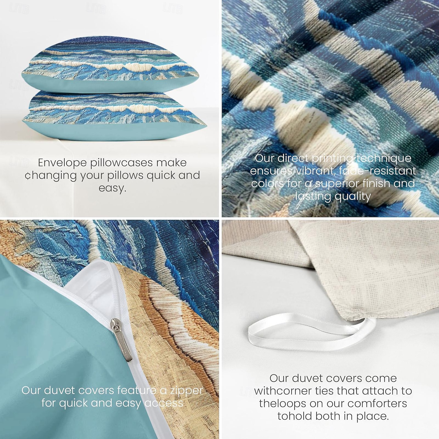 Летний приморский комплект пододеяльников из хлопка с морским узором, мягкий комплект роскошного постельного белья из 3 предметов, домашний декор, подарок, двойной полный пододеяльник размера King Queen Size 2026 - $67.99 –P7