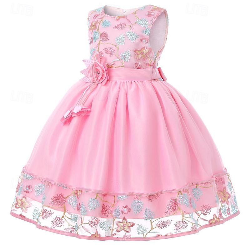 Mädchen' 3D Blume Blumenmädchen Kleid Party Kleid Ärmellos Sommer Leistung Hochzeit Party Prinzessin Schön Süß kinderkleidung 4-12 Jahre abendkleider Schaukelkleid A Linie Kleid Midi Regular Fit 2025 - $31.99 –P8