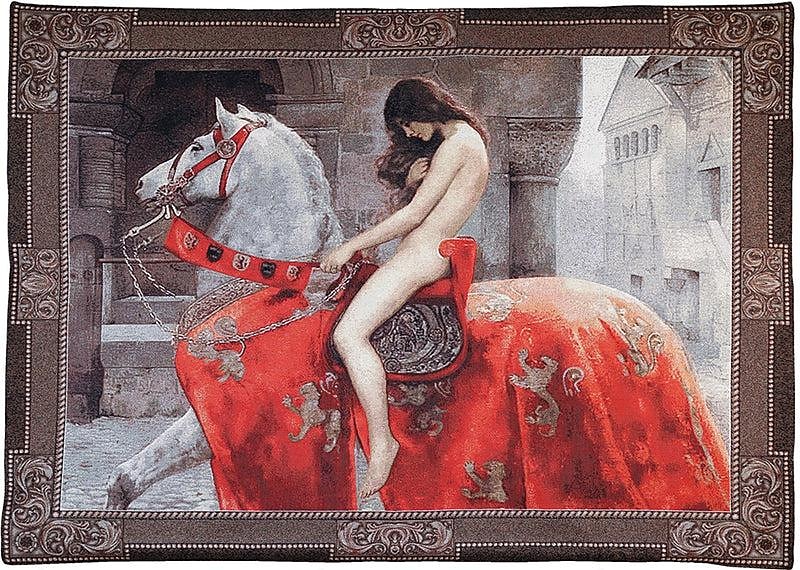 Jacquardgewebter Wandteppich, Gobelin, Aubusson, Wandkunst, zum Aufhängen, großer Wandteppich, Reproduktion, Webstuhl, Baumwollgewebe, belgischer Wandteppich von Lady Godiva (ohne Quasten und Stange) 2025 - $151.99 –P1