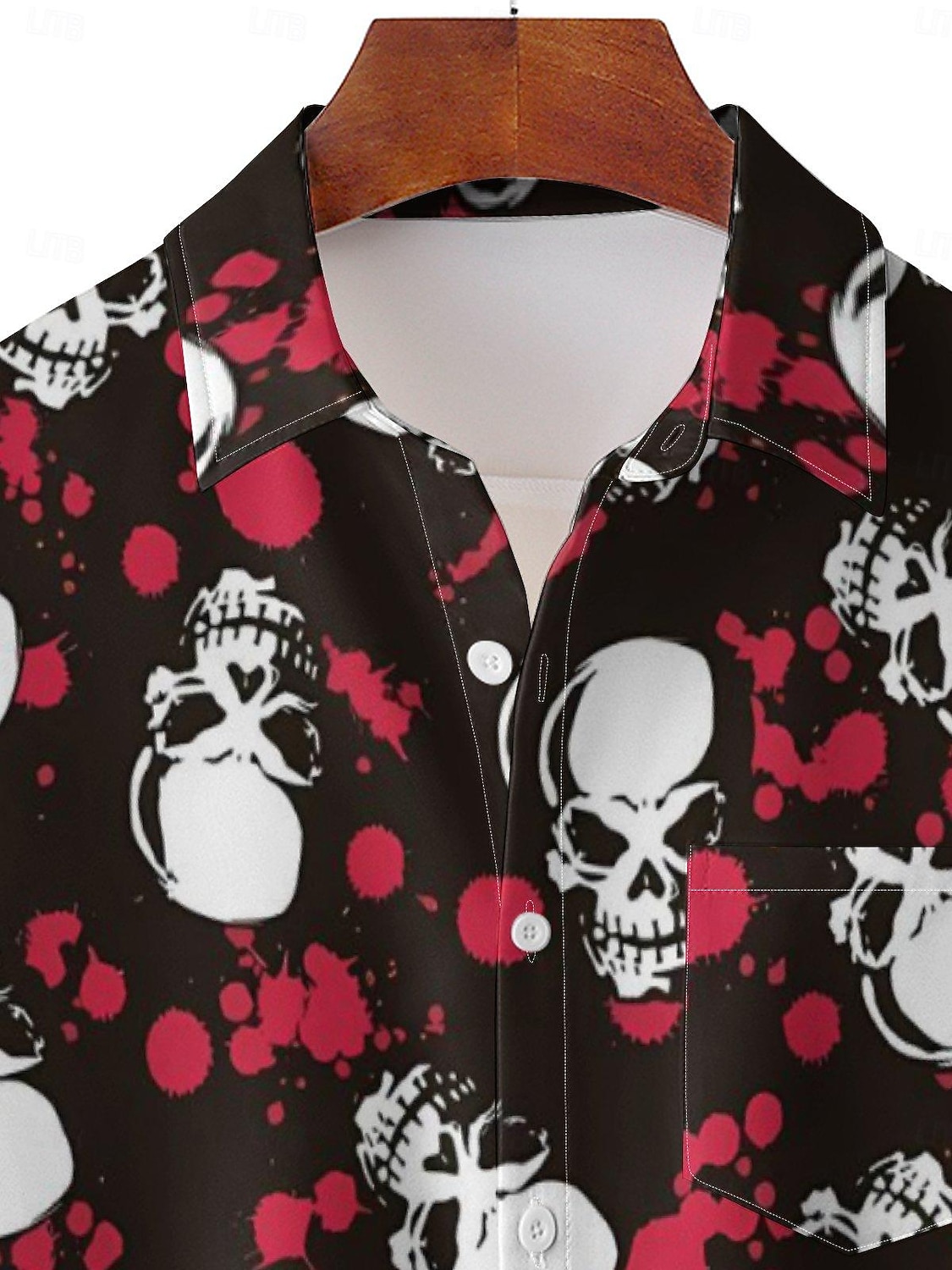 Per maschio Stampe Grafiche Costumi Halloween Maniche Corte Casual Uscire Weekend Primavera & Estate Colletto a Camicia Stampa Nero del 2025 a $23.99 –P3
