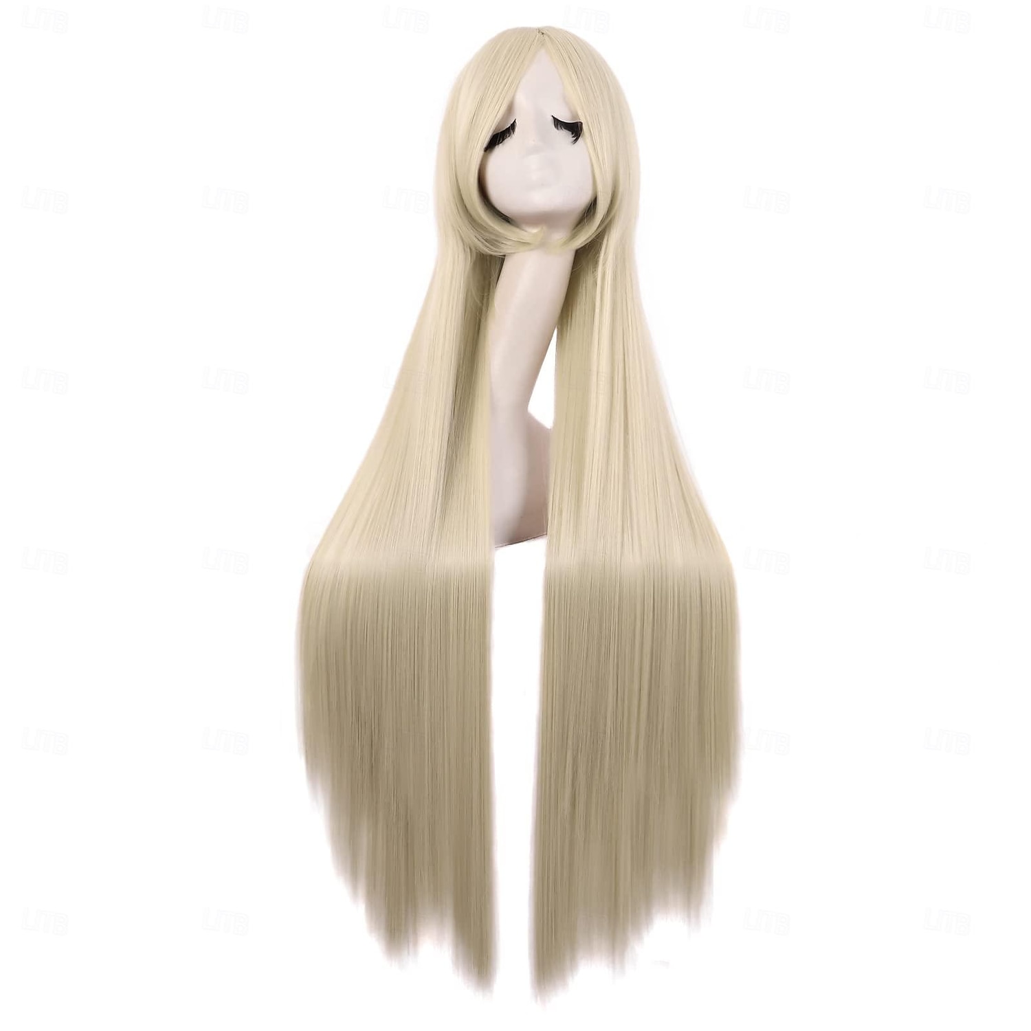 Peruca de Cosplay Longa Lisa com Franja Obliqua de 40 Polegadas 100 cm Perucas de Festa de Halloween de 2025 por GBP £10 –P8
