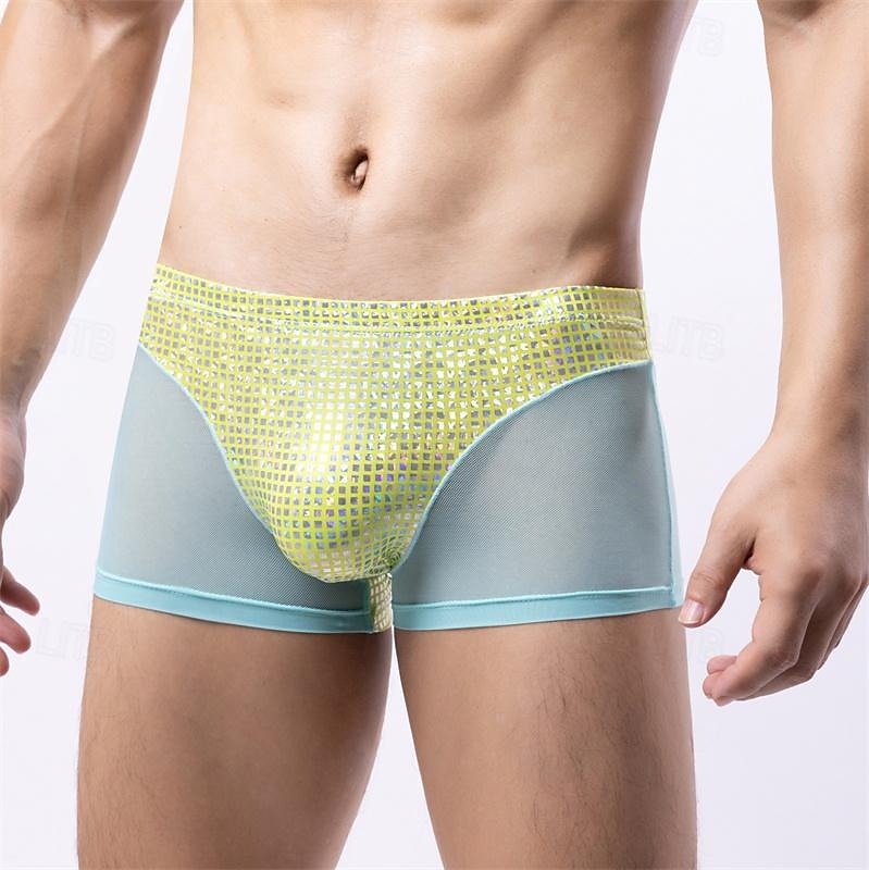 Men's 1 PCS Boxers Underwear Boxer Shorts Patchwork Polyester Breathable Soft Comfortable Plaid Color Block Mid Rise Black White 2025 - $8.99 –P14