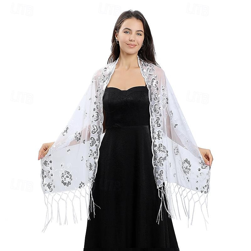 lange sjalomslag for kvinner fra 1920-tallet, kveldssjal med paljetter for kvinner formell/fest/bryllup/formell/harlem night 2025 - $27.99 –P8
