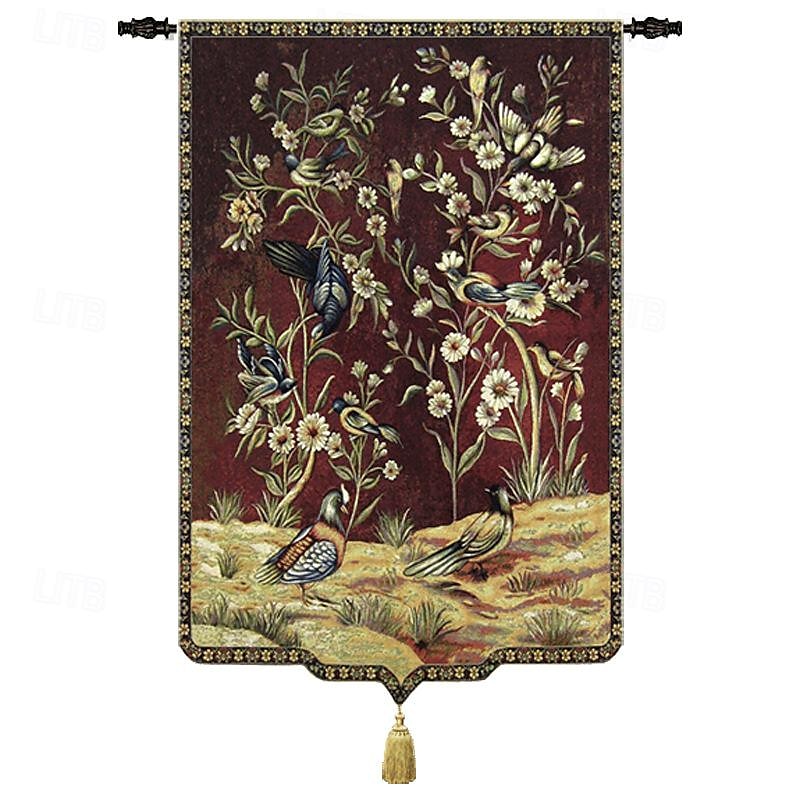 jacquard kudottu kuvakudos gobelin aubusson seinälle ripustettu luonnonvaraiset linnut ja kukat begian seinäkudos kangaspuuvillakudotut olohuoneen makuuhuoneen sisustus (ilman tikkua ja tupsuja) 2025 - $129.99 –P7
