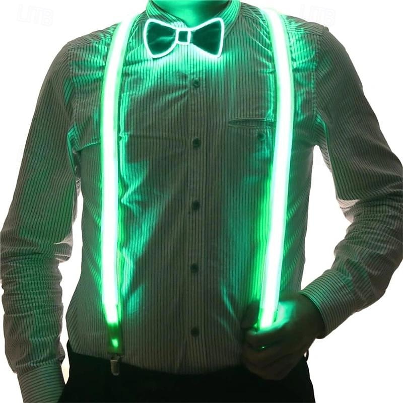 1 conjunto de gravata borboleta com led brilhante, conjunto para festa masculina, halloween, natal, casamento, festival, bar, decoração de festa de 2025 por $19.99 –P3