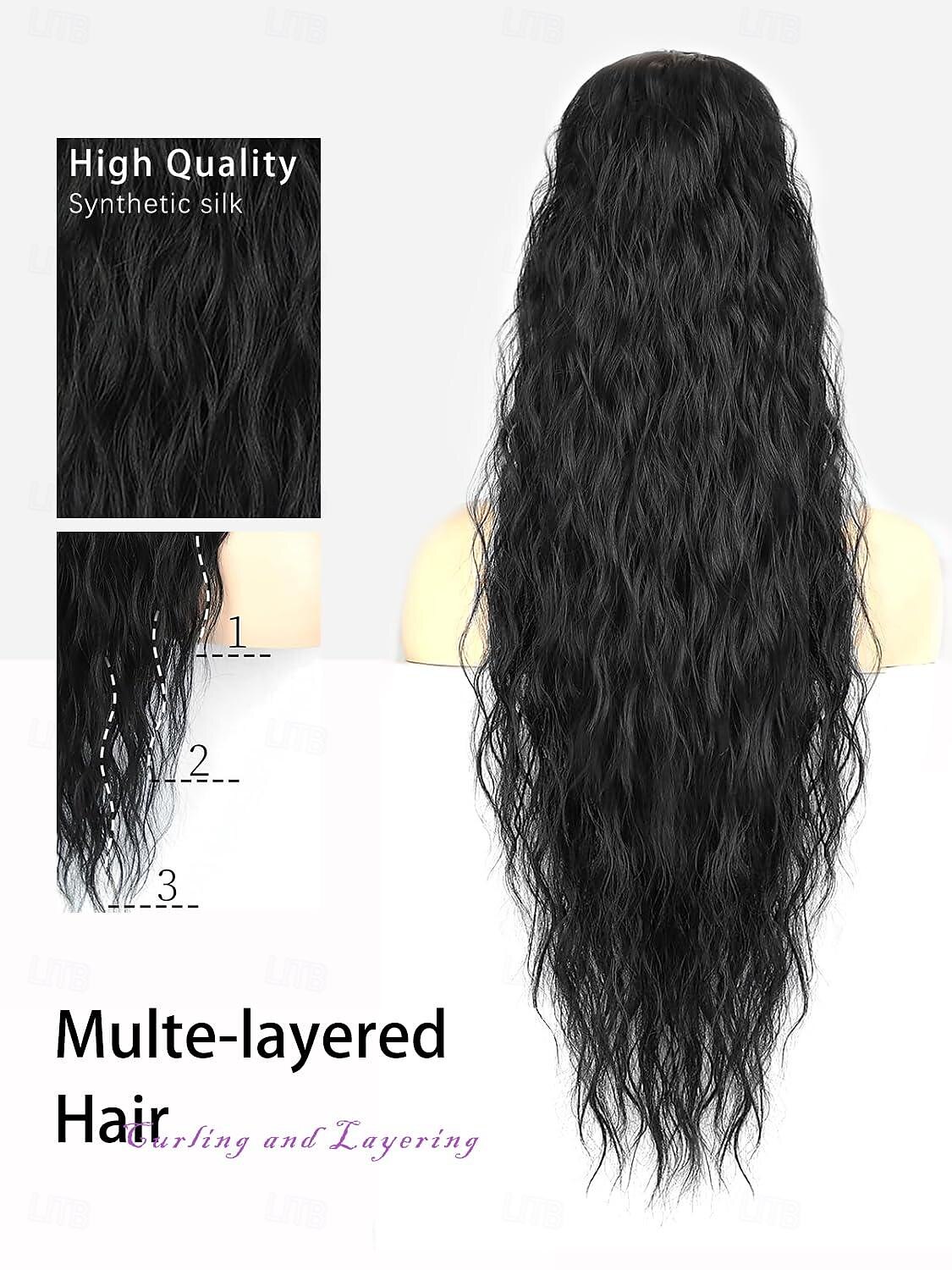 extension de queue de cheval bouclée ondulée 26 pouces de long extension de queue de cheval avec cordon noir pour femmes clip en queue de cheval postiche synthétique naturel épais pour un usage de 2025 ? $13.49 –P3