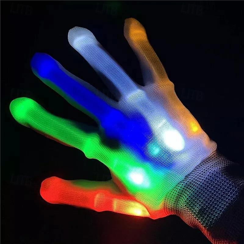 guanti luminosi con osso a mano a led guanto scheletro di halloween guanto colorato bagliore nel buio forniture per costumi di scena per le vacanze del 2025 a $15.99 –P3