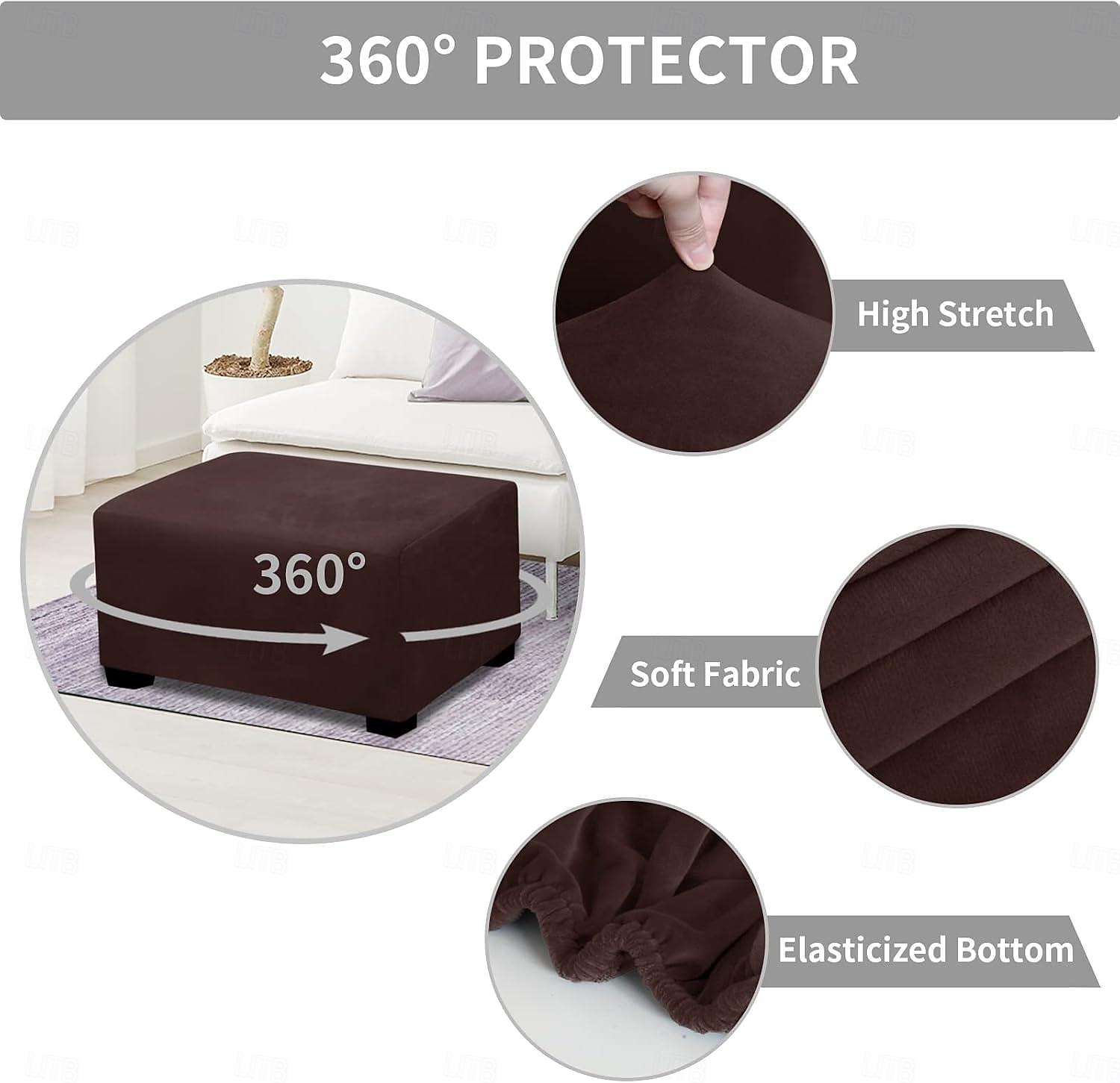 Housse de pouf en velours rectangulaire, housse de rangement pour pouf, housse de repose-pieds épaisse et extensible avec bande élastique de 2025 ? $25.99 –P3