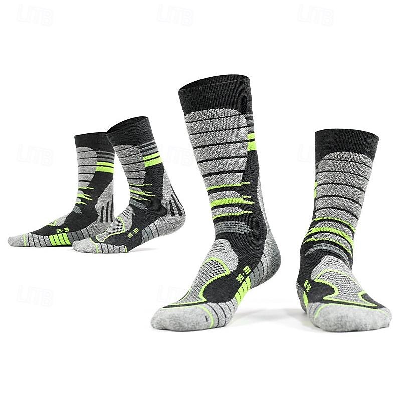 2 perechi Bărbați Șosete de Drumeție Șosete Medii În aer liber Respirabil Απαλό Elastic Comfortabil Șosete Peteci Lână Negru Albastru Albastru celest pentru Vânătoare Ciclism / Bicicletă Camping 2025 - $17.99 -P7
