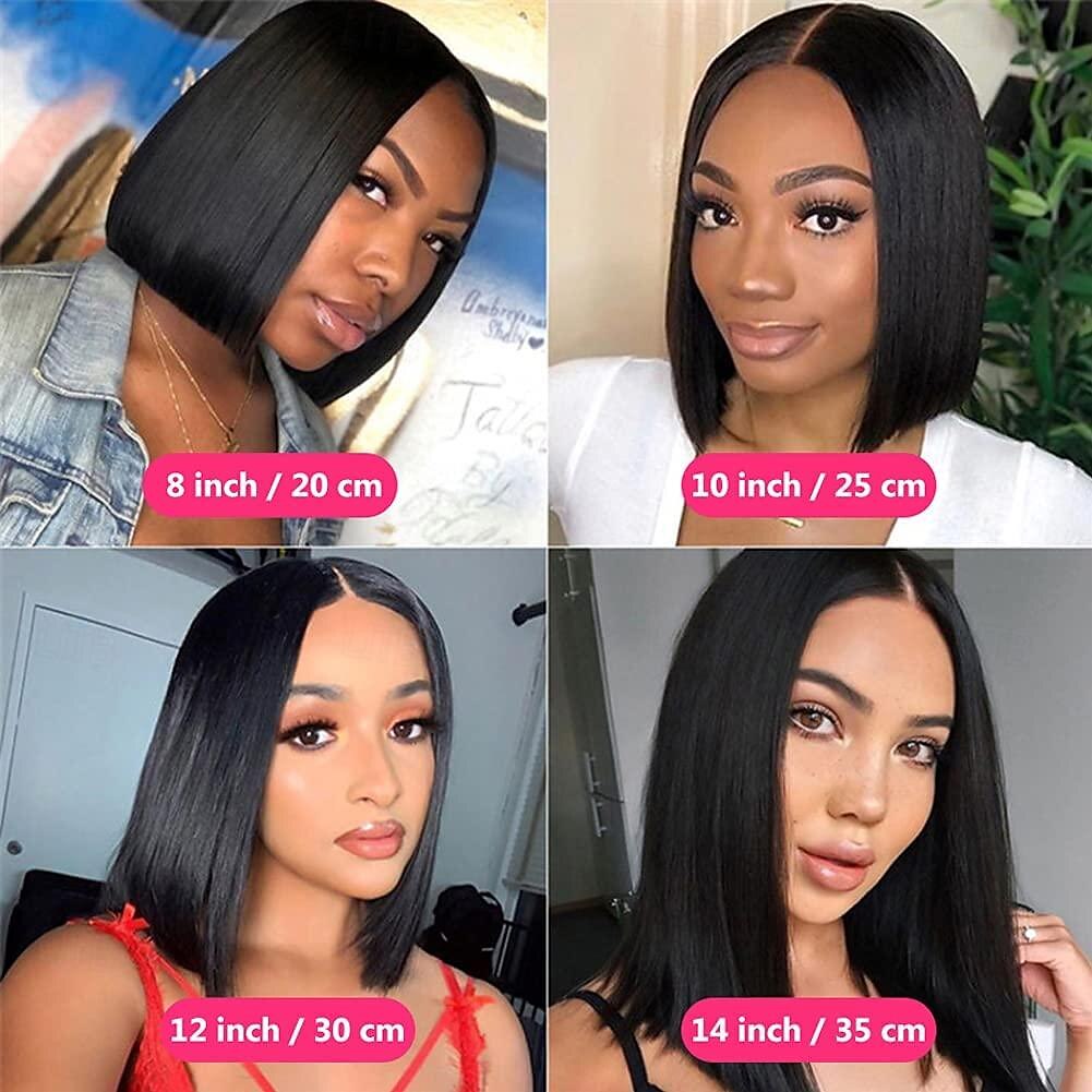 Remy Human Hair Wig Short U Part Straight Bob U Part Short Bob Natural Color Women Soft Easy dressing Capless Brazilian Hair Women's Natural Black #1B 8 inch 10 inch 12 inch Christmas Gifts Vacation 2025 - $99.99 –P6