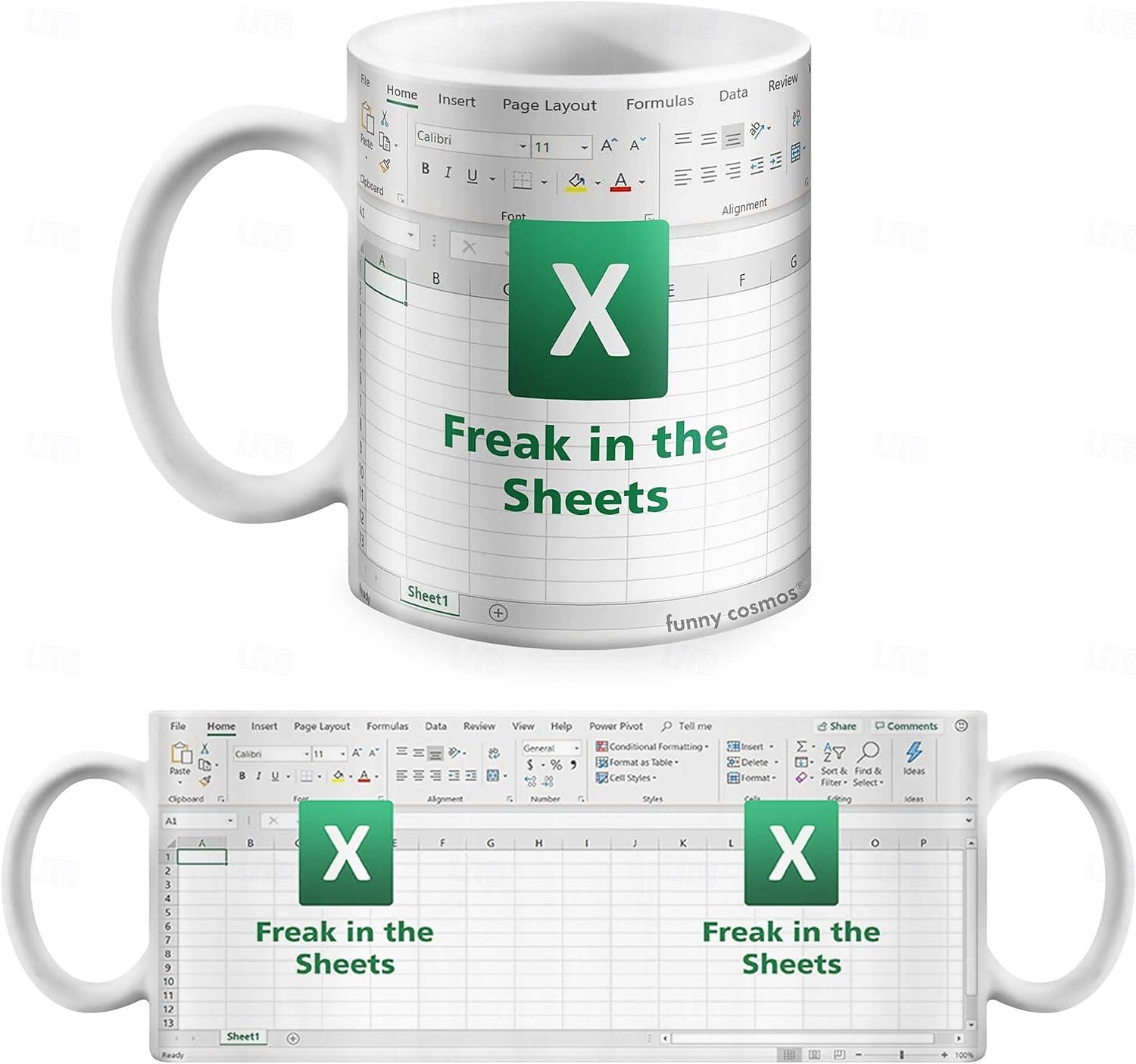 Excel kubek do kawy, śmieszne prezenty dla kobiet mężczyzn dziwak w prześcieradłach kubek prezenty dla szefa przyjaciela cpa współpracowników księgowego biały ceramiczny kubek biurowy 11,8 uncji 2026 - $23.99 –P3