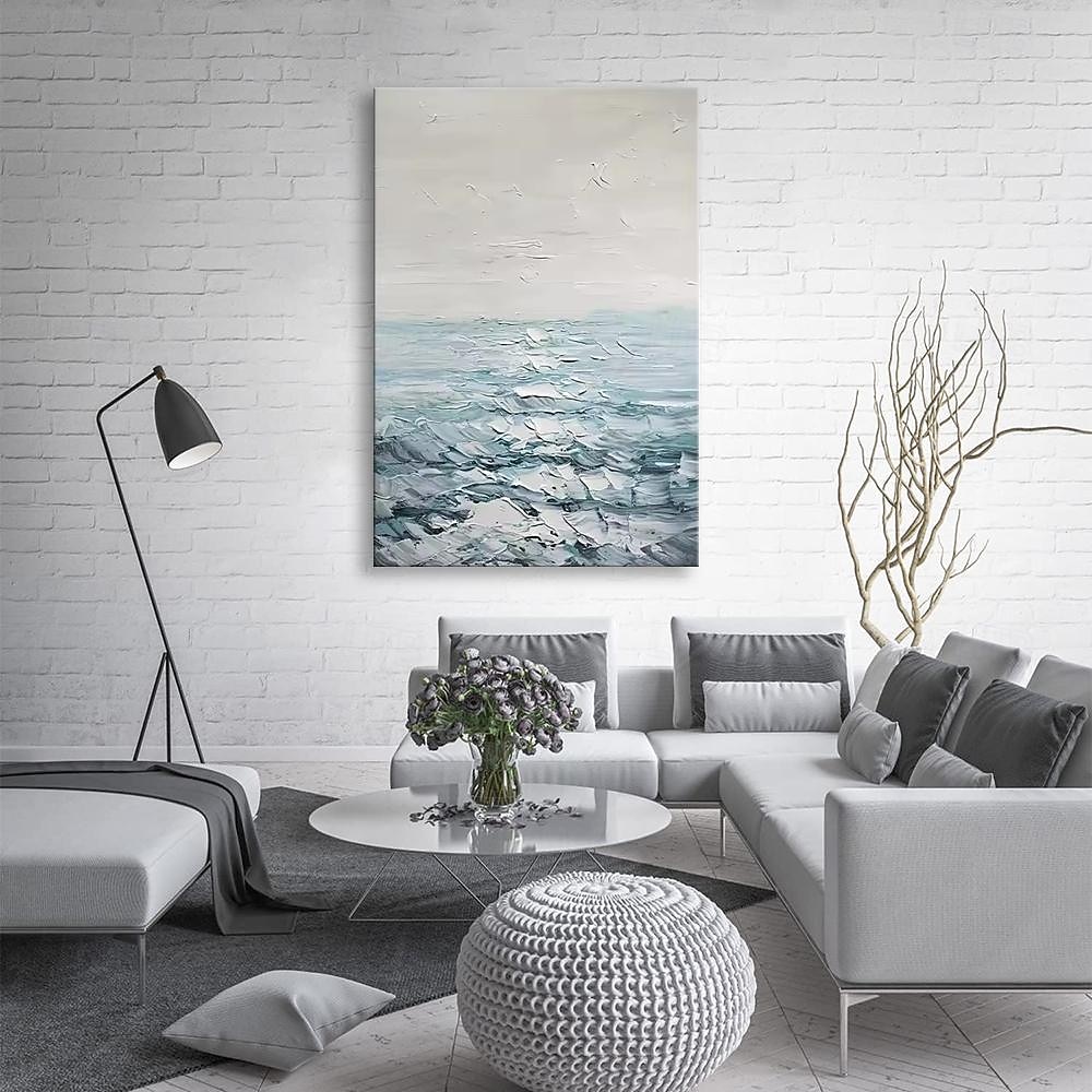 ручная работа картина маслом холст стены искусства украшения абстрактный океан морская волна пейзаж для домашнего декора свернутая бескаркасная нерастянутая картина 2025 - $40.99 –P3