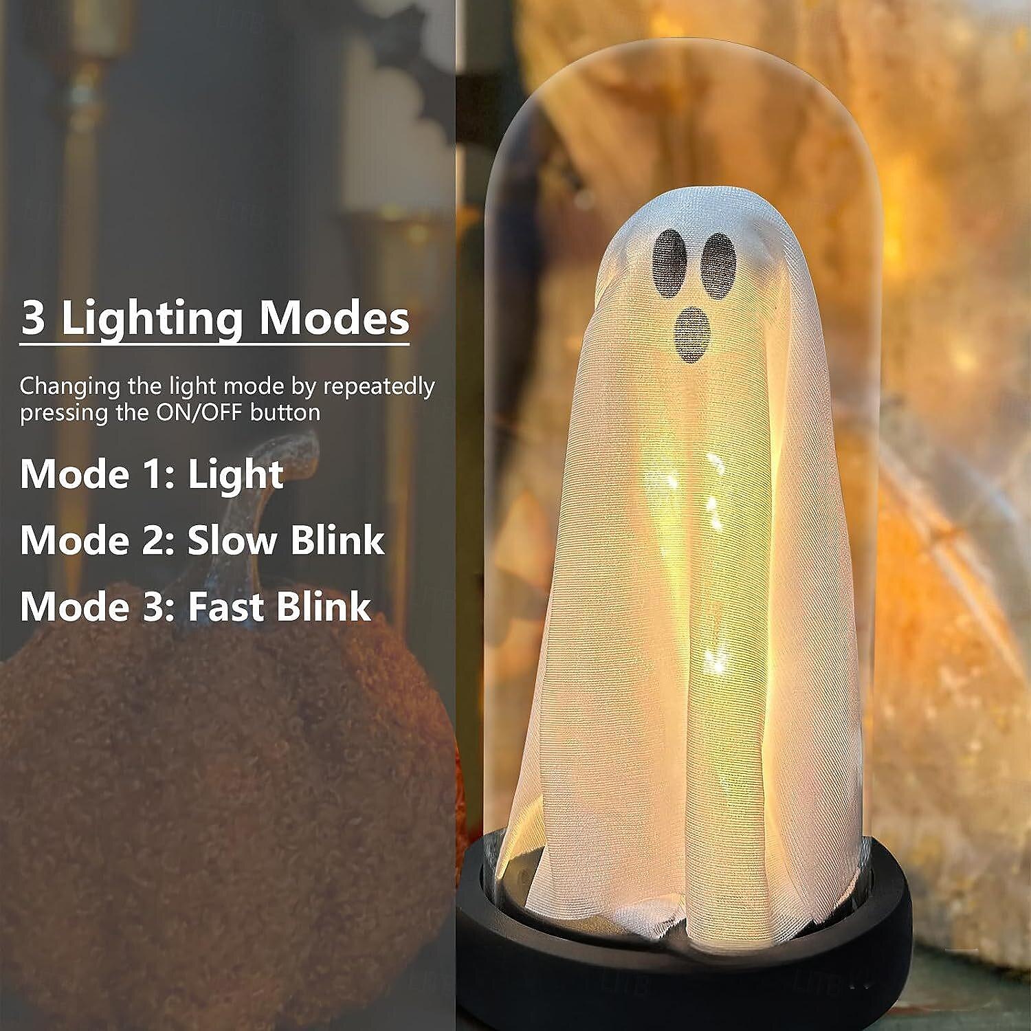 Fantôme éclairé d'Halloween dans une cloche en verre, fantôme mignon avec lumière pour la maison, la cuisine, la cheminée, la table, décoration de fête, décorations de vacances de 2025 ? $15.99 –P2