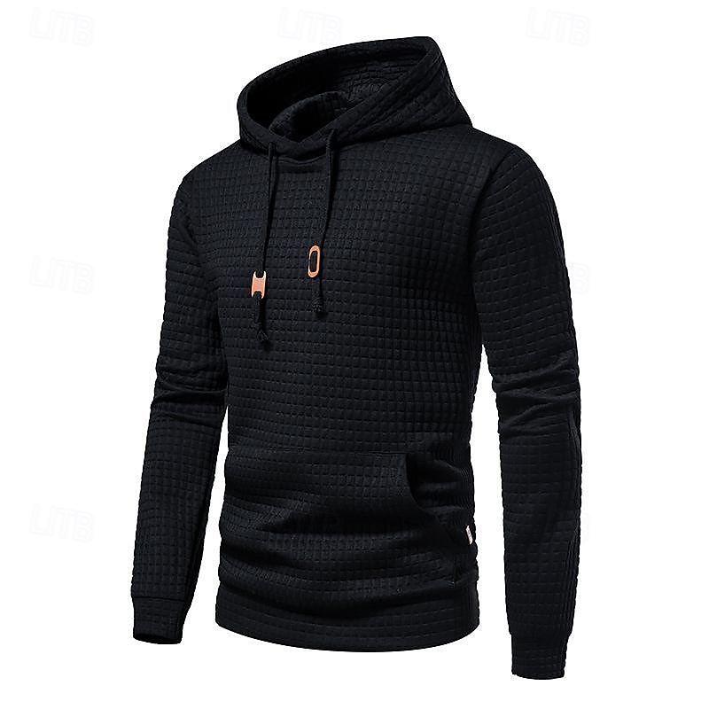 Herr Våffla hoodies Huvtröja Svart Vit Ljusgrå Mörkgrå Huva Slät Ficka Sport & Utomhus Dagligen Helgdag Polyester Streetwear Grundläggande Ledigt Vår & Höst Kläder Pull Tröjor Långärmad 2025 - $24.99 –P12