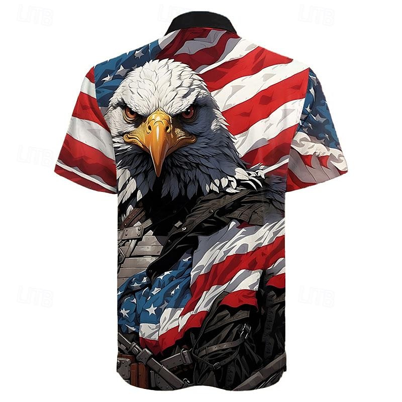 Giorno dell'indipendenza americana Per uomo Americano / Stati Uniti d'America Bandiera americana Bandiera Camicia con bottoni Manica corta Stile resort Casual Informale Per eventi Estate Collo del 2025 a $24.99 –P3