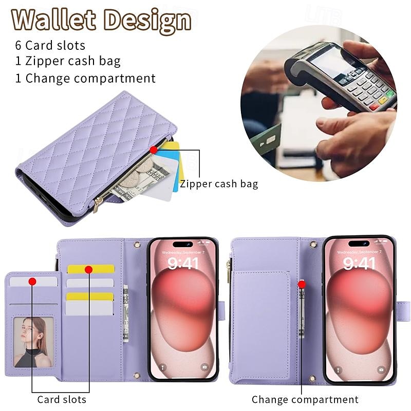Phone Case For Samsung Galaxy iPhone 16 iPhone 15 Pro Max Plus iPhone 14 13 12 11 Pro Max Plus Mini Wallet Case with Stand Holder Magnetic Zipper Retro TPU PU Leather 2025 - $21.99 –P6
