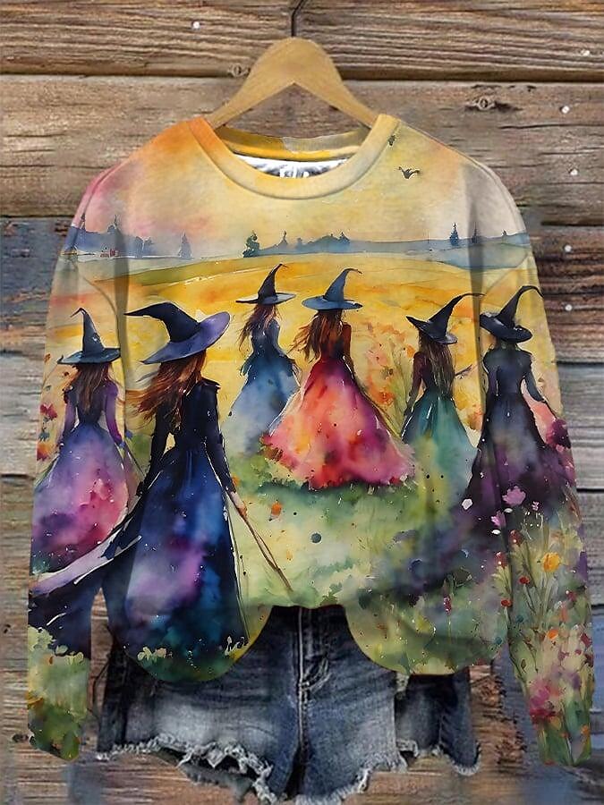 Mujer Sudadera de Halloween Pull-over Poliéster Bruja Víspera de Todos los Santos Estampado Casual Cuello Barco Manga Larga Top Microelástico Primavera Otoño invierno 2025 - $26.99 –P1