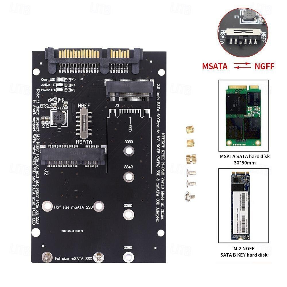 m.2 msata إلى sata 2.5 بوصة لوحة محول محول بطاقة محول لوحة 2025 - $20.99 –P12
