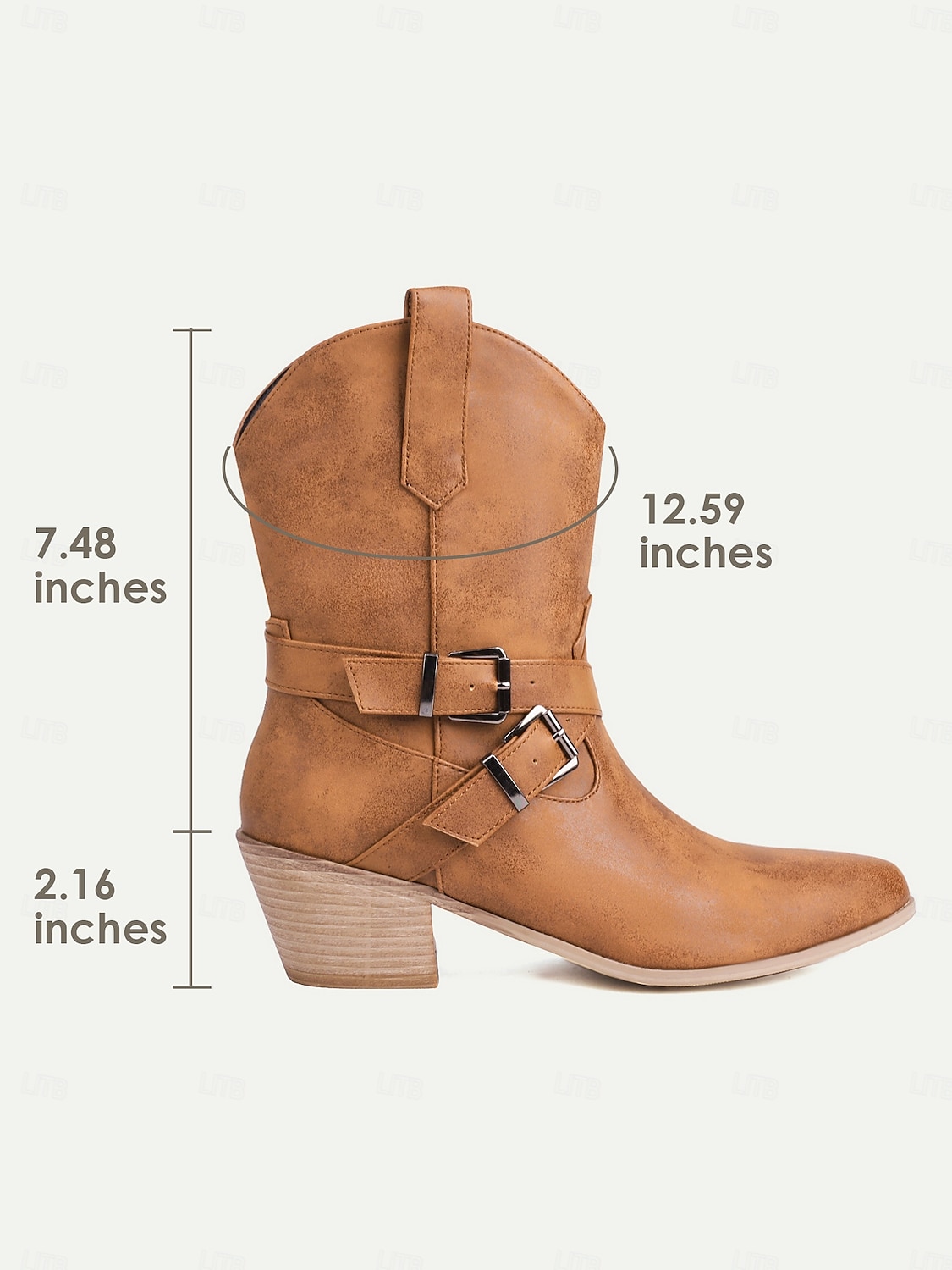 női fekete western boka cowboy csizma csatos részletekkel divatos és hétköznapi viselethez 2025 - $54.99 –P4