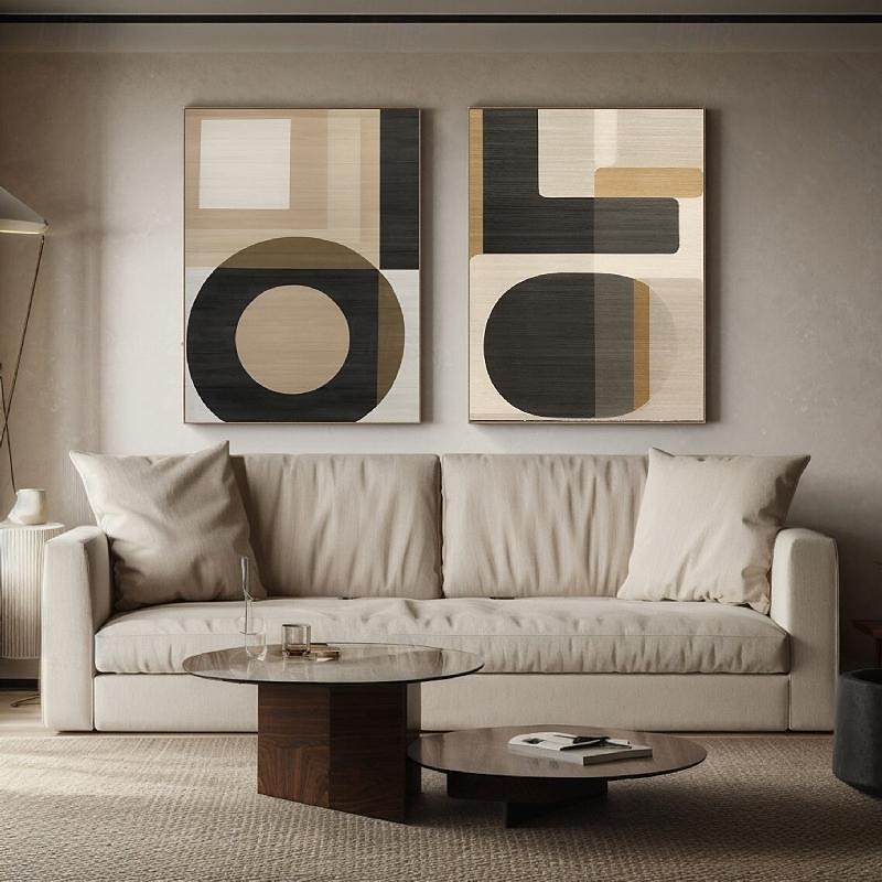 grote handgemaakte wandkunst schilderij wabi-sabi wandkunst bruin modern abstract schilderij op canvas minimalistische kunst zwart en beige kunst woonkamer decor 2025 - $116.99 –P2