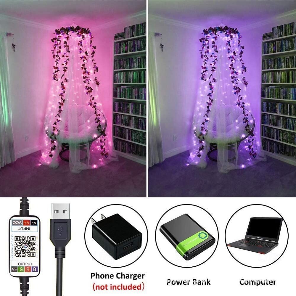 lumini inteligente usb fairy lumini impermeabile multicolore schimbătoare pentru Crăciun, ziua de naștere, petrecere de interior în aer liber decorare, telecomandă aplicație 2025 - $58.99 –P3
