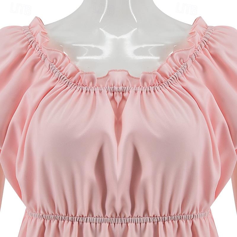 Renaissance 19ème siècle Période de la Régence Longueur au sol Robe Manches courtes Princesse Dame Col rond Déguisement Femmes Royal Halloween Carnaval Foire de la Renaissance Soirée à thème rétro de 2026 ? $59.99 –P4