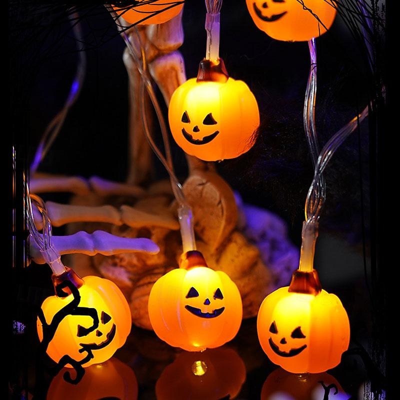 Halloween Lichterkette Mit Kürbissen & Schädeln – 3 M, 20 LED, Batteriebetrieben, Für Garten & Deko