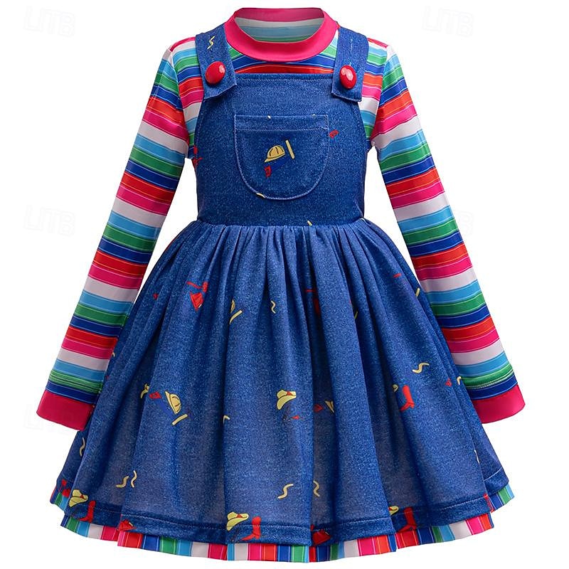 Chucky Scary Doll Dress Costume Kid's Girls' Scary Costume Party Carnival Easy Carnival Costume 2025 - $43.99 –P1