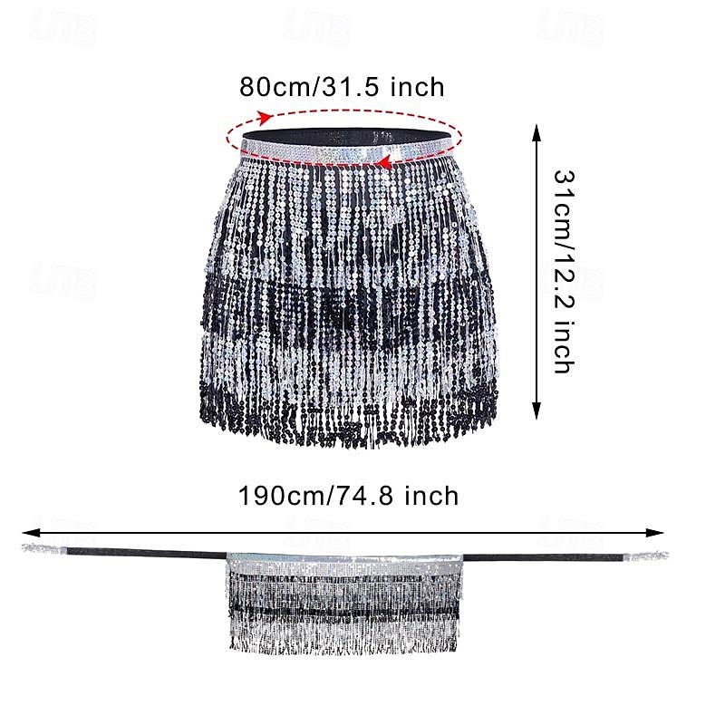 Belly Dance Hip Scarf Sequin Tassel Skirt Wrap Sparkly Costume for Women 2026 - $34.99 –P2