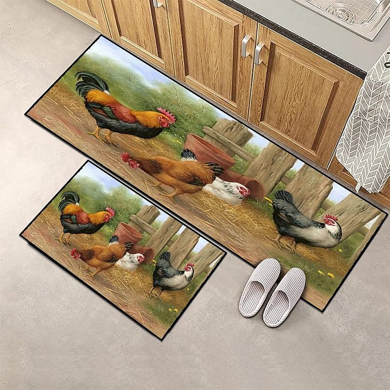farma kuře kobereček kuchyňská podložka protiskluzová olejivzdorná podložka do obývacího pokoje koberec vnitřní venkovní podložka ložnice výzdoba koupelna podložka vchod kobereček podložka pod dveře 2025 - $15.99 –P6