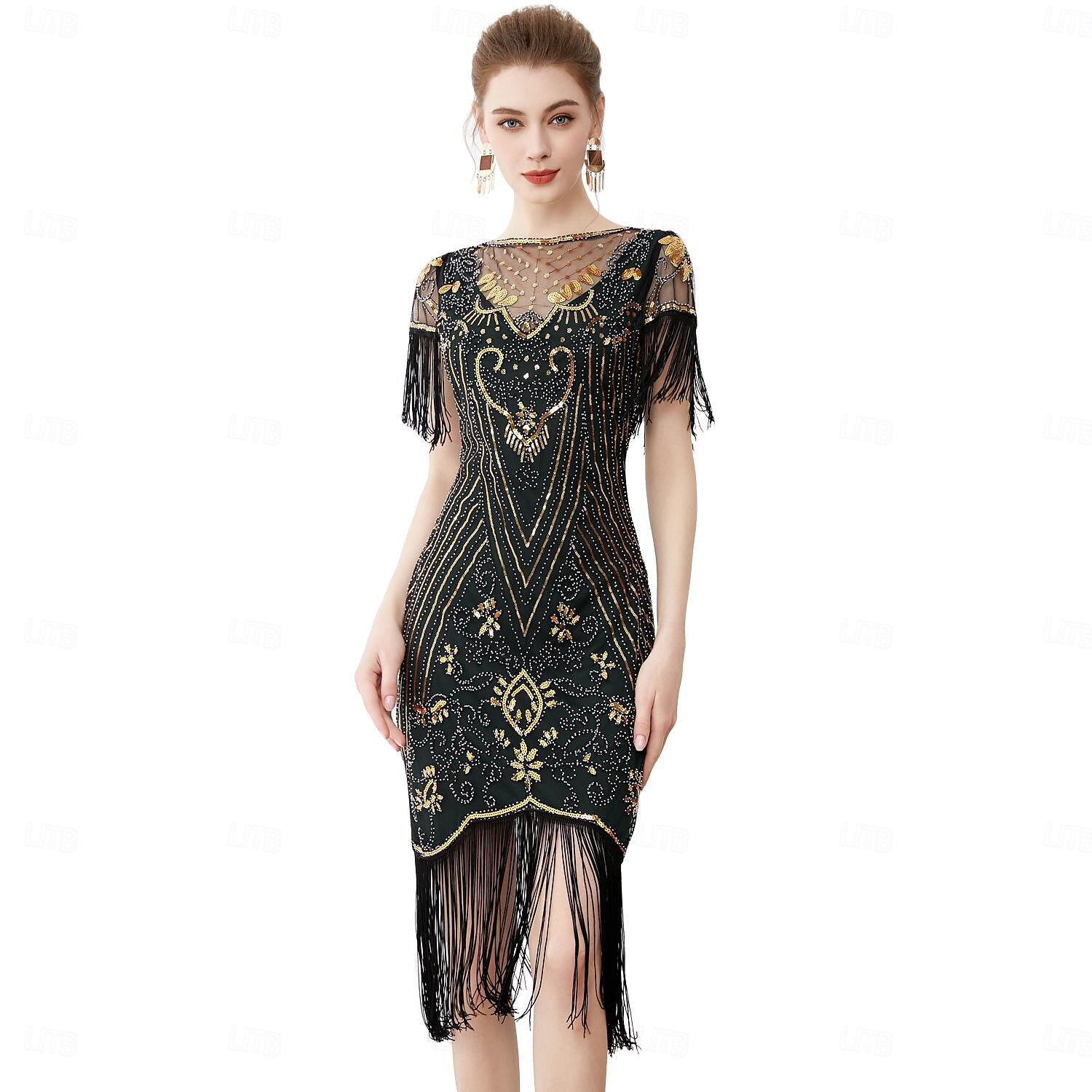 Retro / vintage De livlige 20-årene 1920-tallet Flapper kjole Cosplay kostyme Drakter Den store Gatsby Bryllupsgjest Paljetter Dusk Dame Jul Halloween Karneval Halloween Fest / aften 2025 - $83.99 –P6